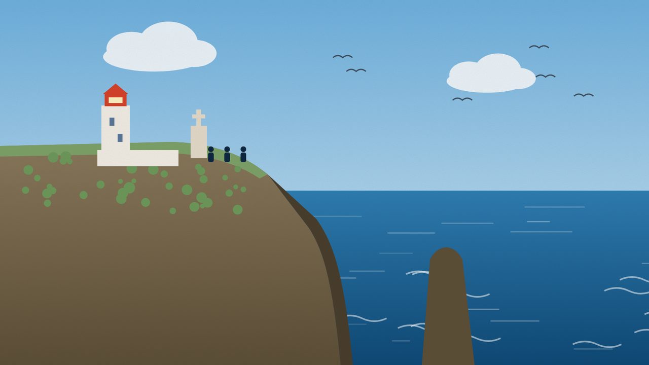 Cabo da Roca uolos ir švyturys prie Atlanto